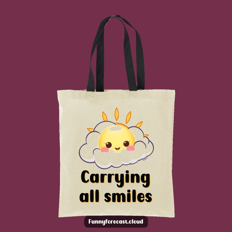 Funny Kawaii Sun Cloud Tote Bag, Carry Your Sunshine