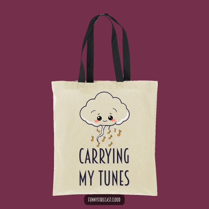 Funny Kawaii Thundercloud Tote Bag: Musical Notes Accessory