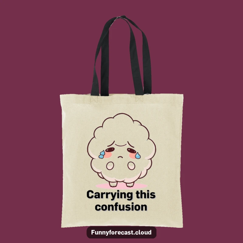 Funny Confused Cloud Tote Bag: Carry Your Bewilderment with Adorable Style