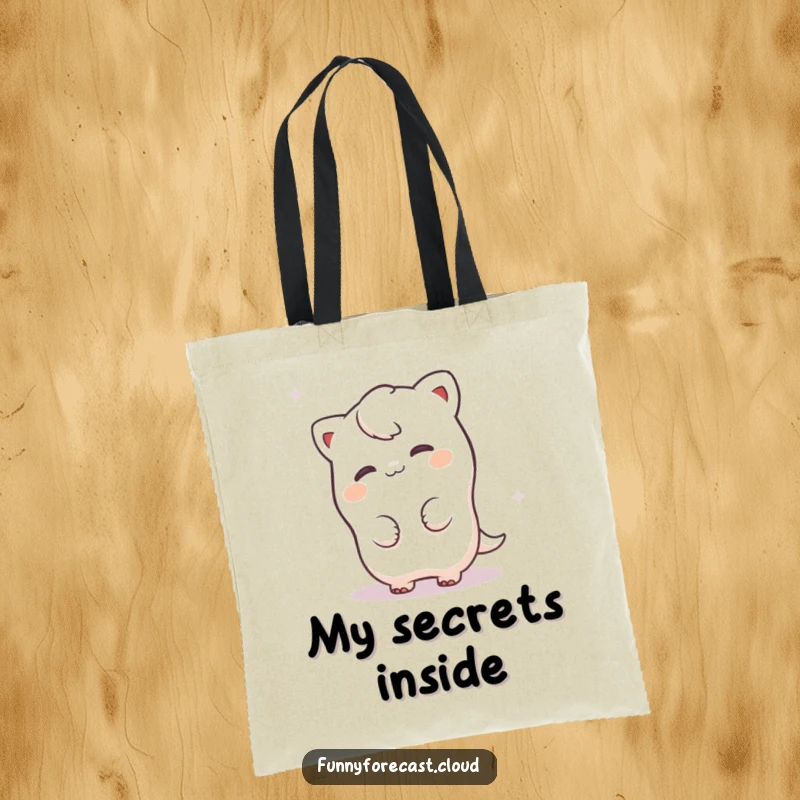 Funny fog character playfully peeking from behind a misty swirl, a soft and humorous design on a versatile tote bag.