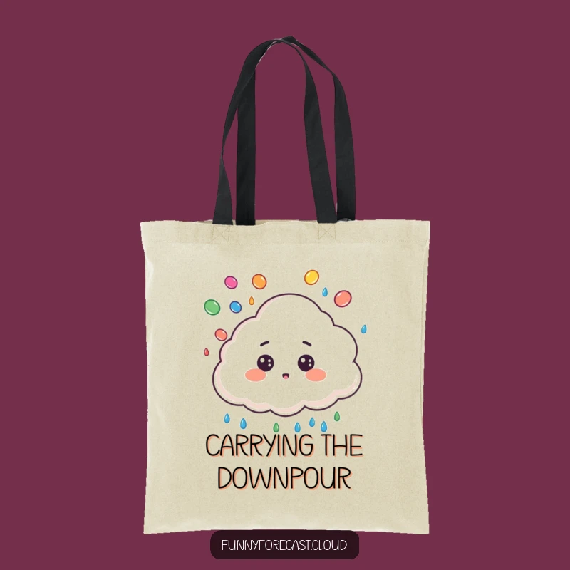 Funny Surprised Cloud Raindrop Juggling Tote Bag - Cute Weather Bag Gift!