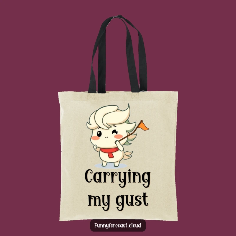 Funny Wind Tote Bag: Puffed Cheeks, Merrily Blowing Flag Humor Gift Bag