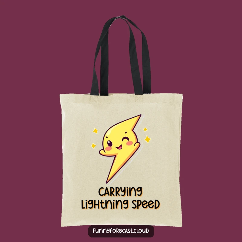 Funny Winking Lightning Bolt Tote Bag - Carry Your Speed with Style