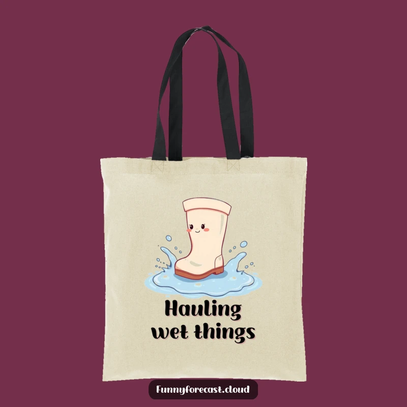 Funny Rain Boot Tote Bag: Puddle Splash Design, Charming Humorous Gift for Errands
