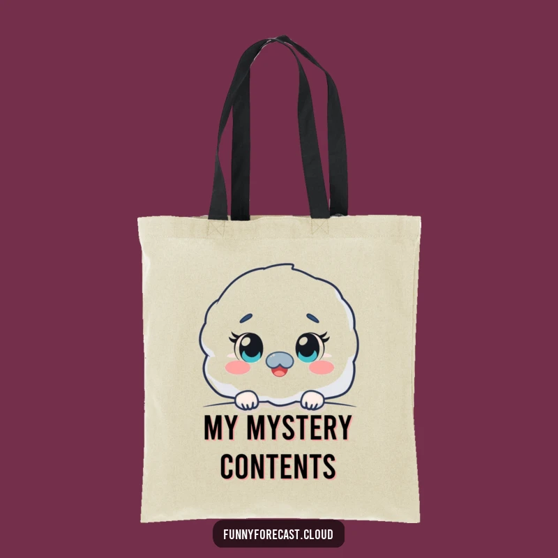 Funny Kawaii Fog Tote Bag: Curious Peeking Accessory